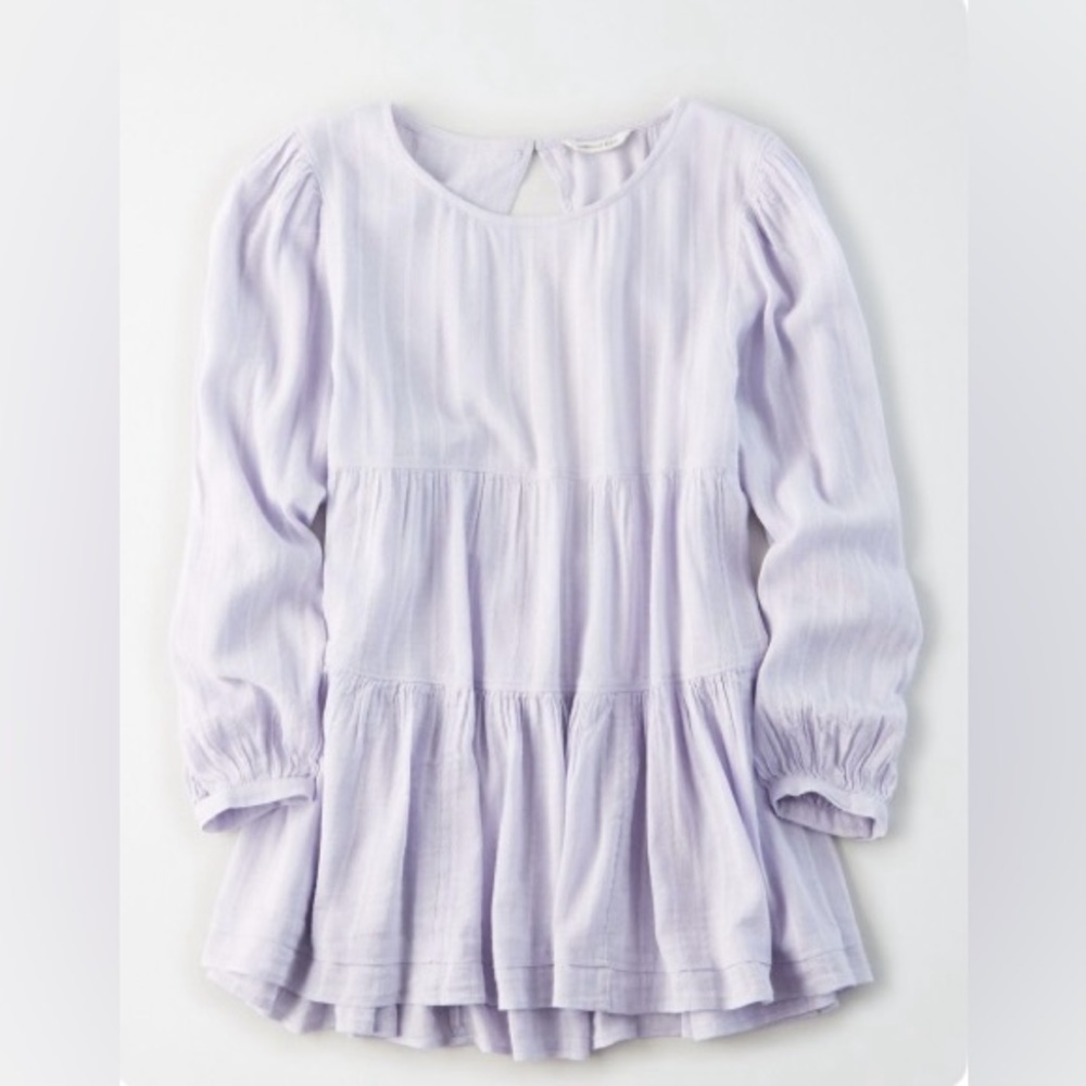 AE LONG SLEEVE TIERED BABYDOLL TOP